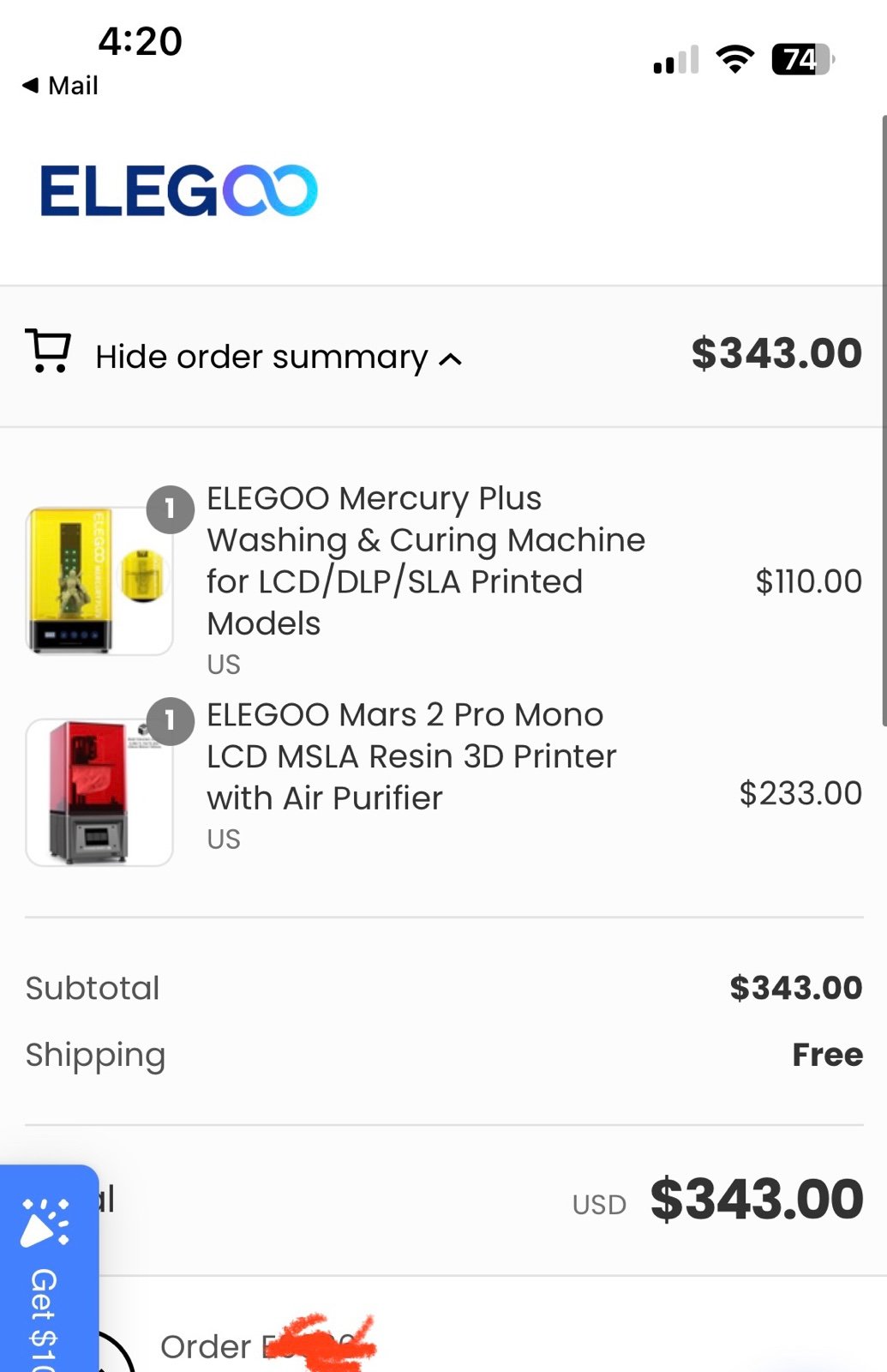Elegoo Mars pro LCD + Mercury plus bundle