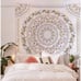 Sketched Floral Medallion Tapestry, Bohemian Mandala Wall Hanging Tapestries