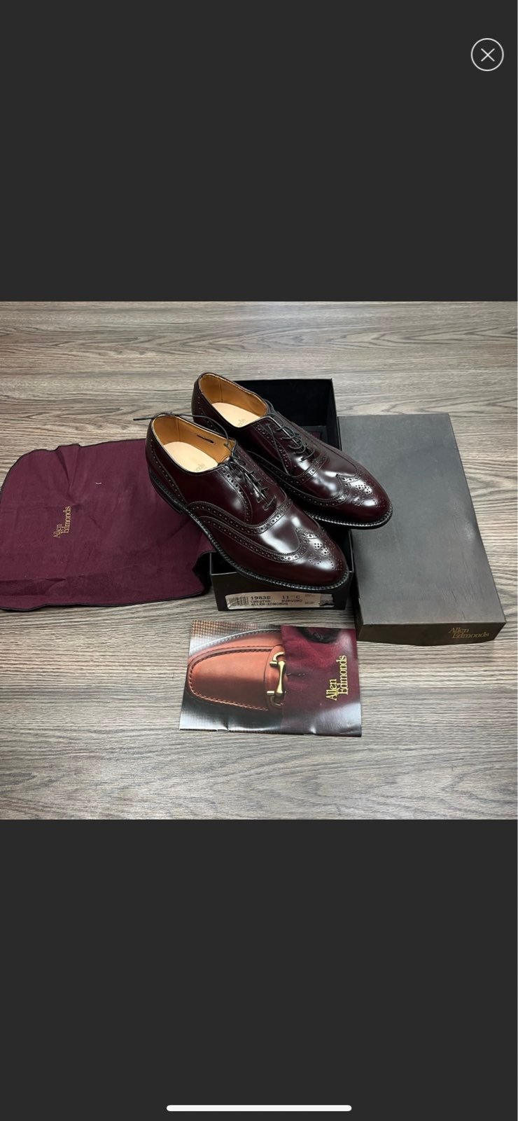 NEW Allen Edmonds Chester Burgundy Wingtip Oxfords 11.5 C
