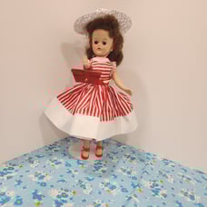 Dollclothes Vogue Jill red/white striped dress includes red shoes, hat and purse