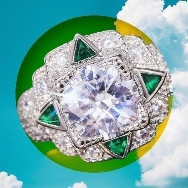 BEAUTIFUL 2.01 CTTW 18KT WHITE GOLD ART DECO ENGAGEMENT RING SIZES 6,8,9,10