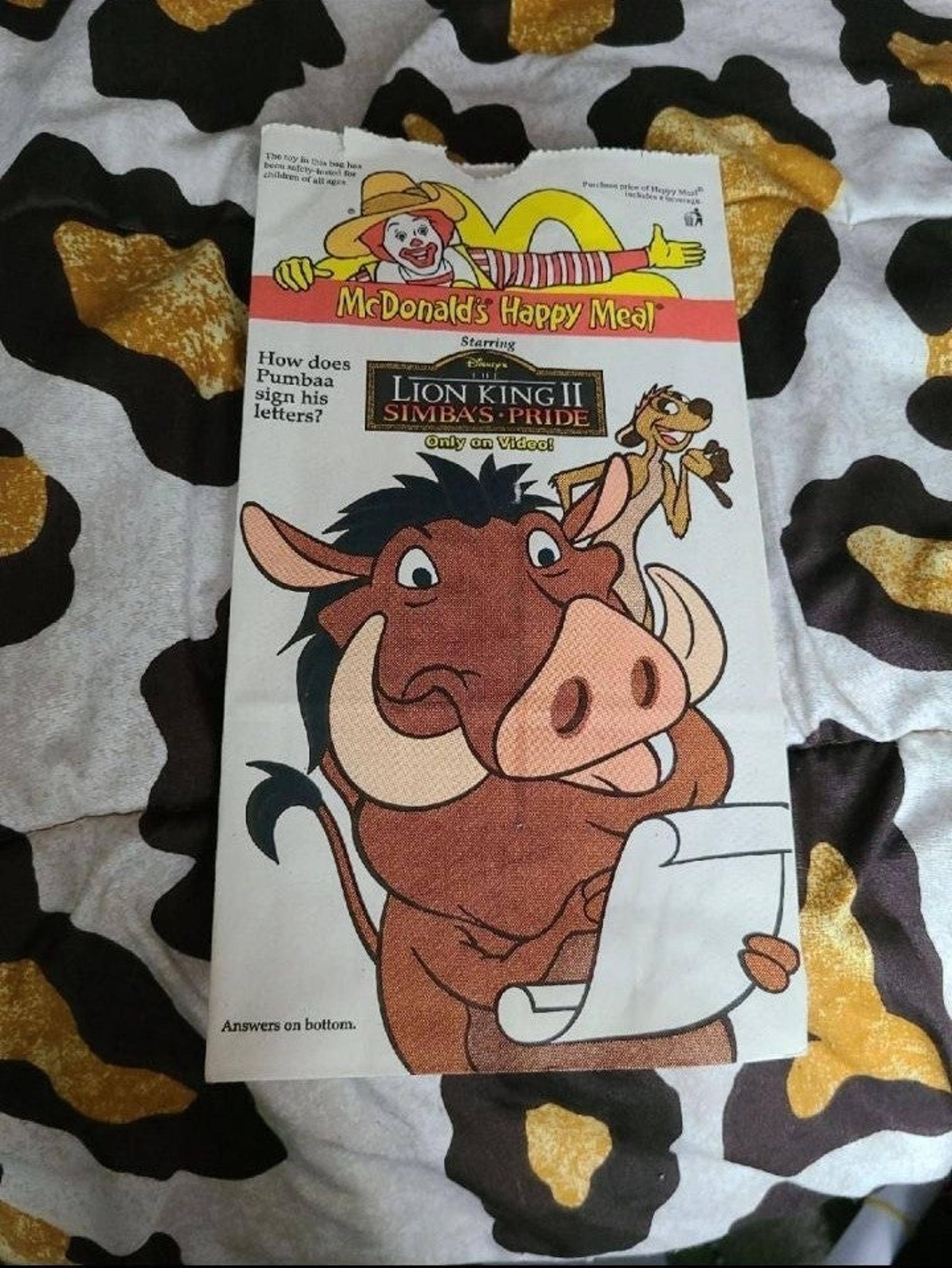 New 1998 McDonald's Collectible Happy Meal Bag