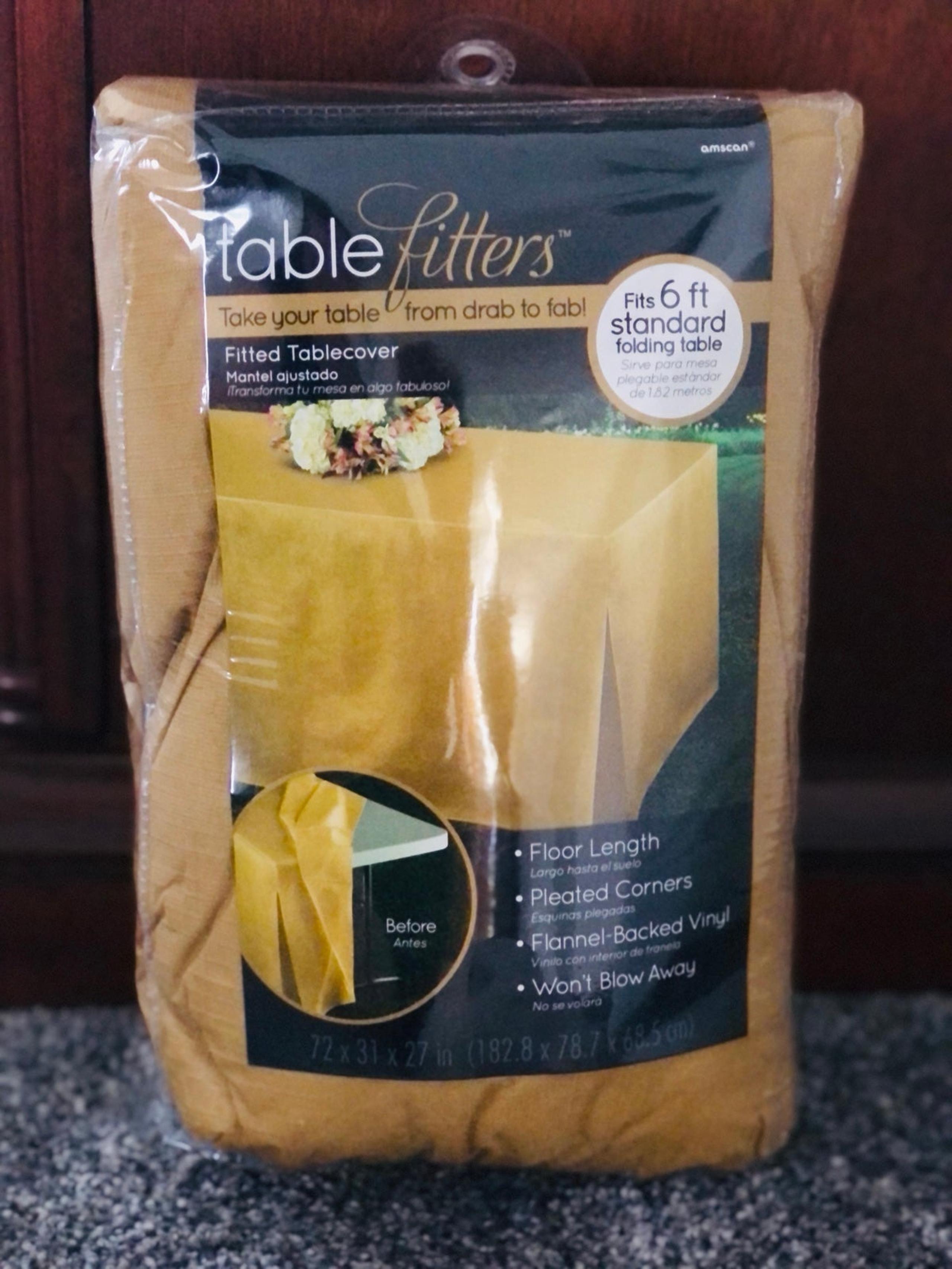 Amscan Gold Flannel-Backed Vinyl Fitted Tablecloth