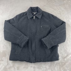 Banana Republic Jacket Men Medium Grey Wool Blend Quilt Lined Full Zip Pockets