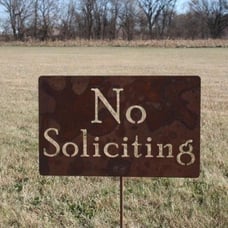 Medium No Soliciting Rustic Metal Stake, No Solicitors Sign