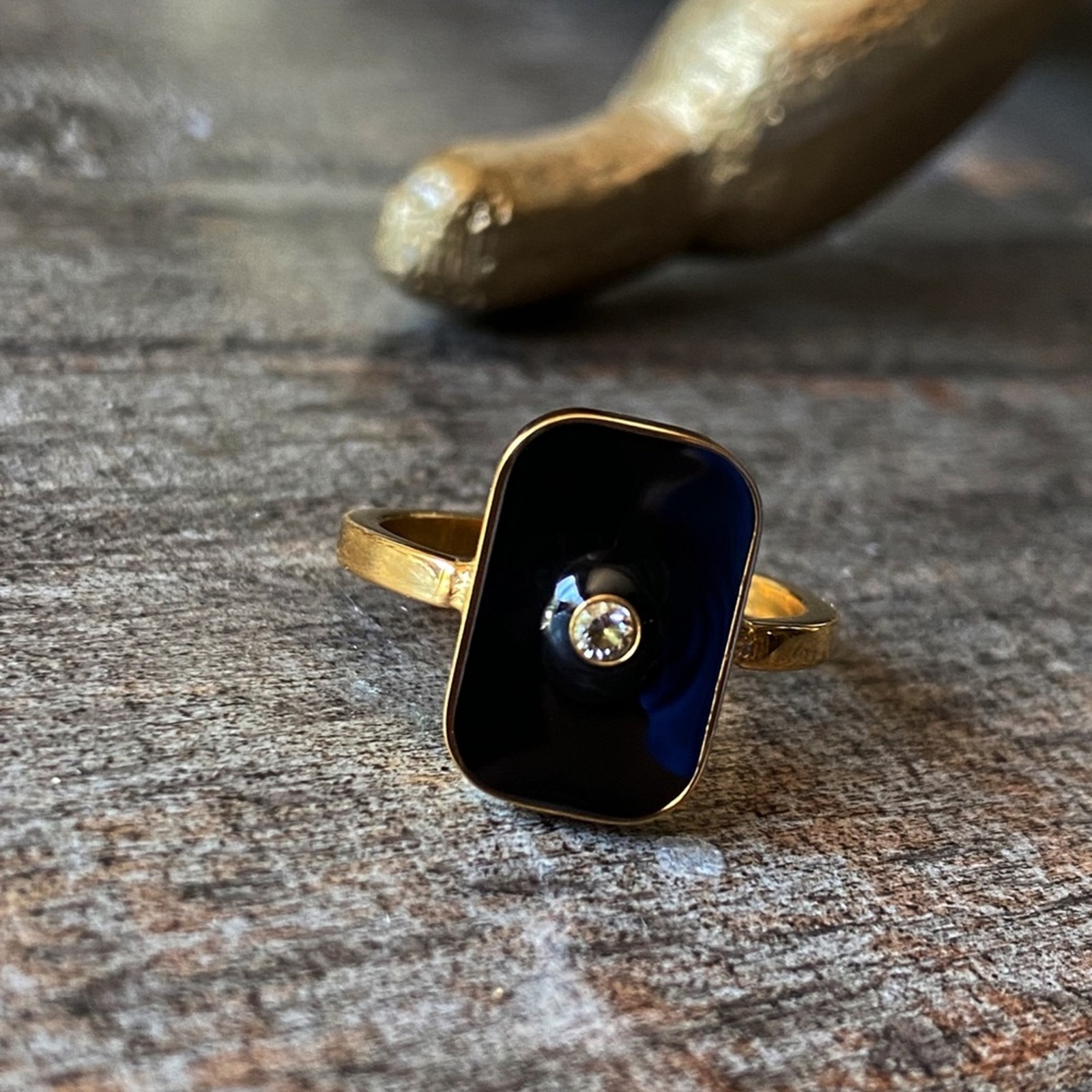 NEW Midnight Mood Black & Gold Statement Ring