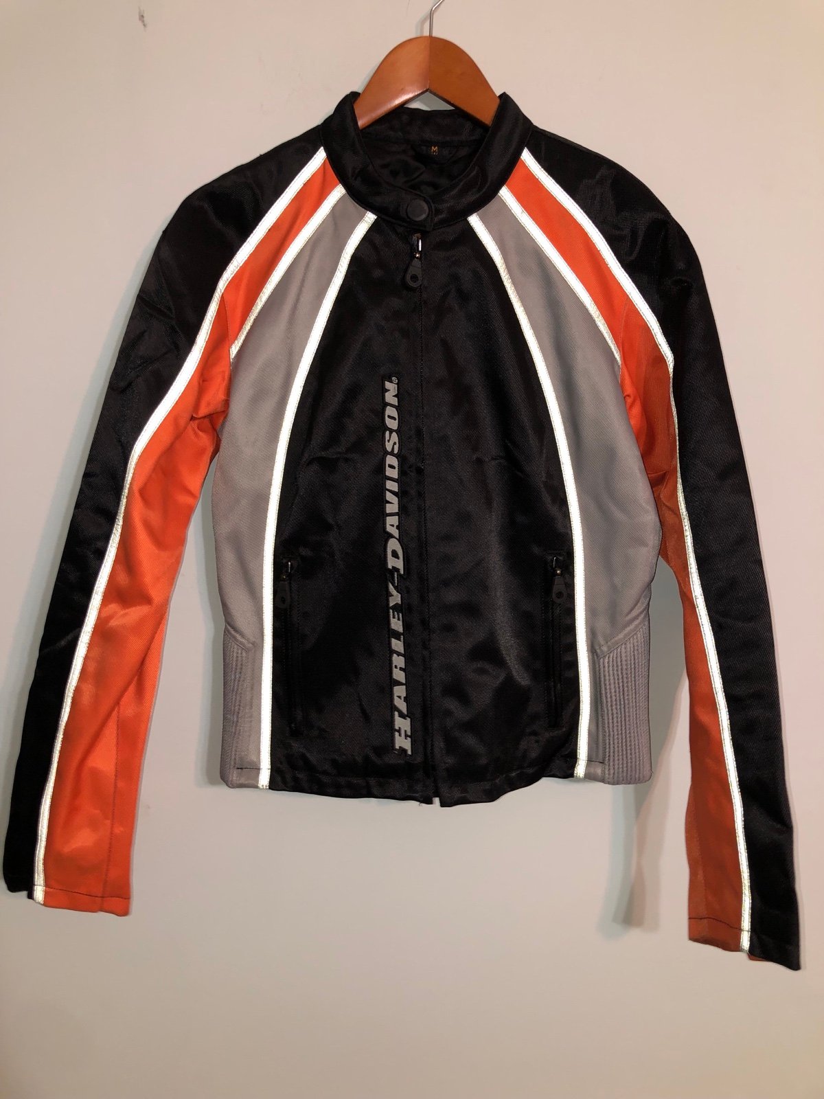 Harley Davidson Racing Motorcycle Jacket orange and Black size XS Women’s