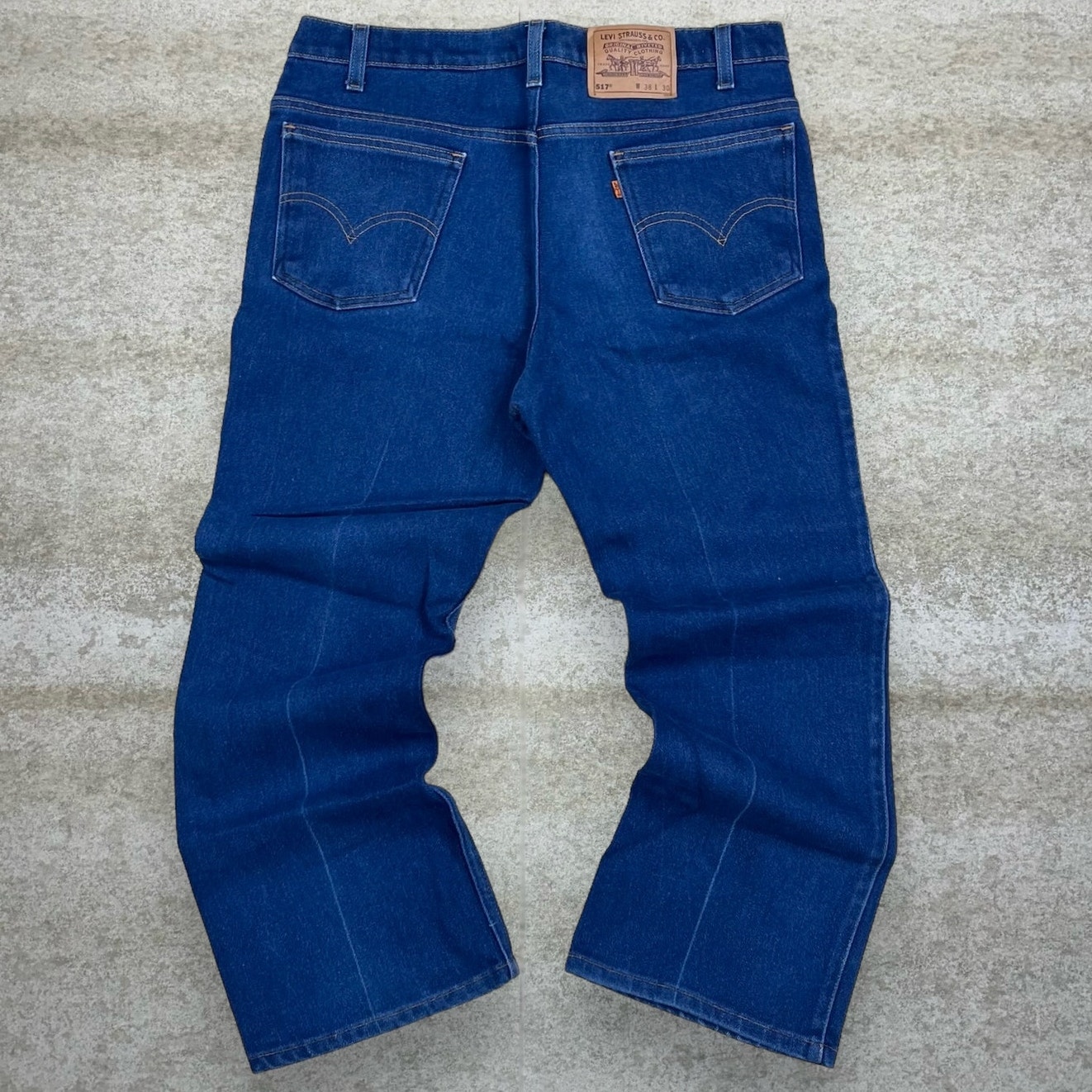 Vintage Orange Tab Levis 517 Jeans Bootcut Flared Fit Made in USA Dark Wash 90s