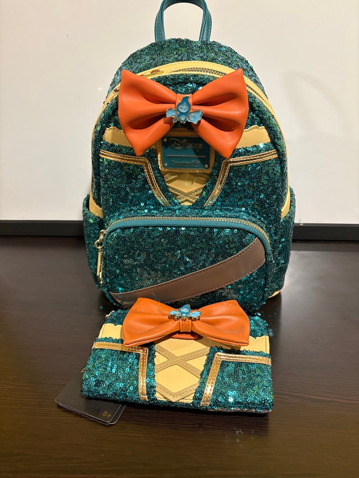Loungefly Disney Princess Merida Sequins Backpack and Wallet Bundle