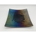 Handmade Iridescent Dichroic Fused Art Glass 8” Square Butterfly Plate Signed KA