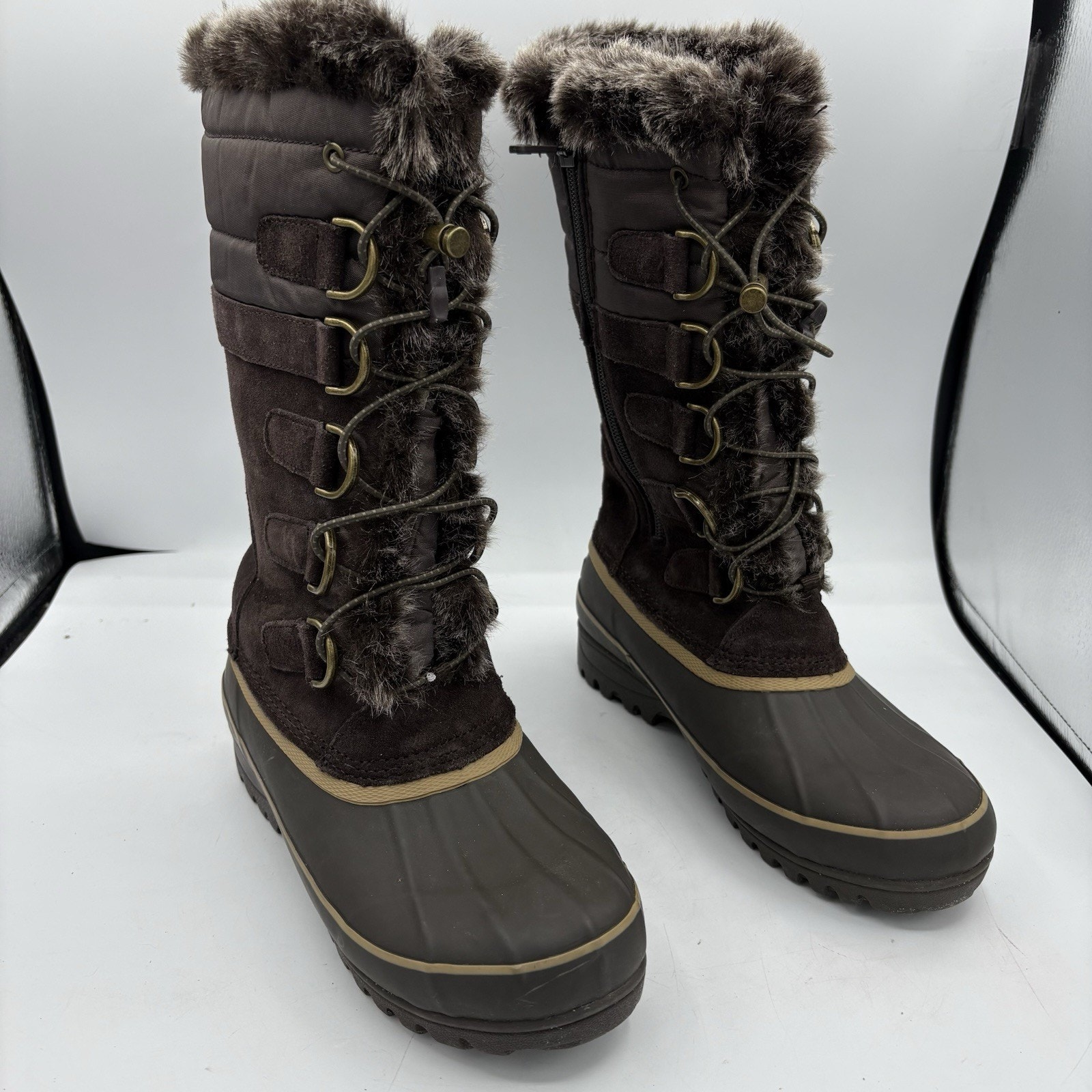 Lands End Boots Womens Size 6.5 B Hillary Tall Brown Winter Snow Rain Water