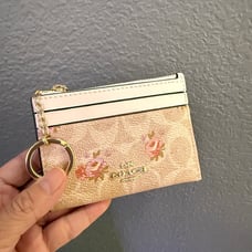 Coach CAR16 Mini Skinny Id Case In Signature Canvas With Floral Print