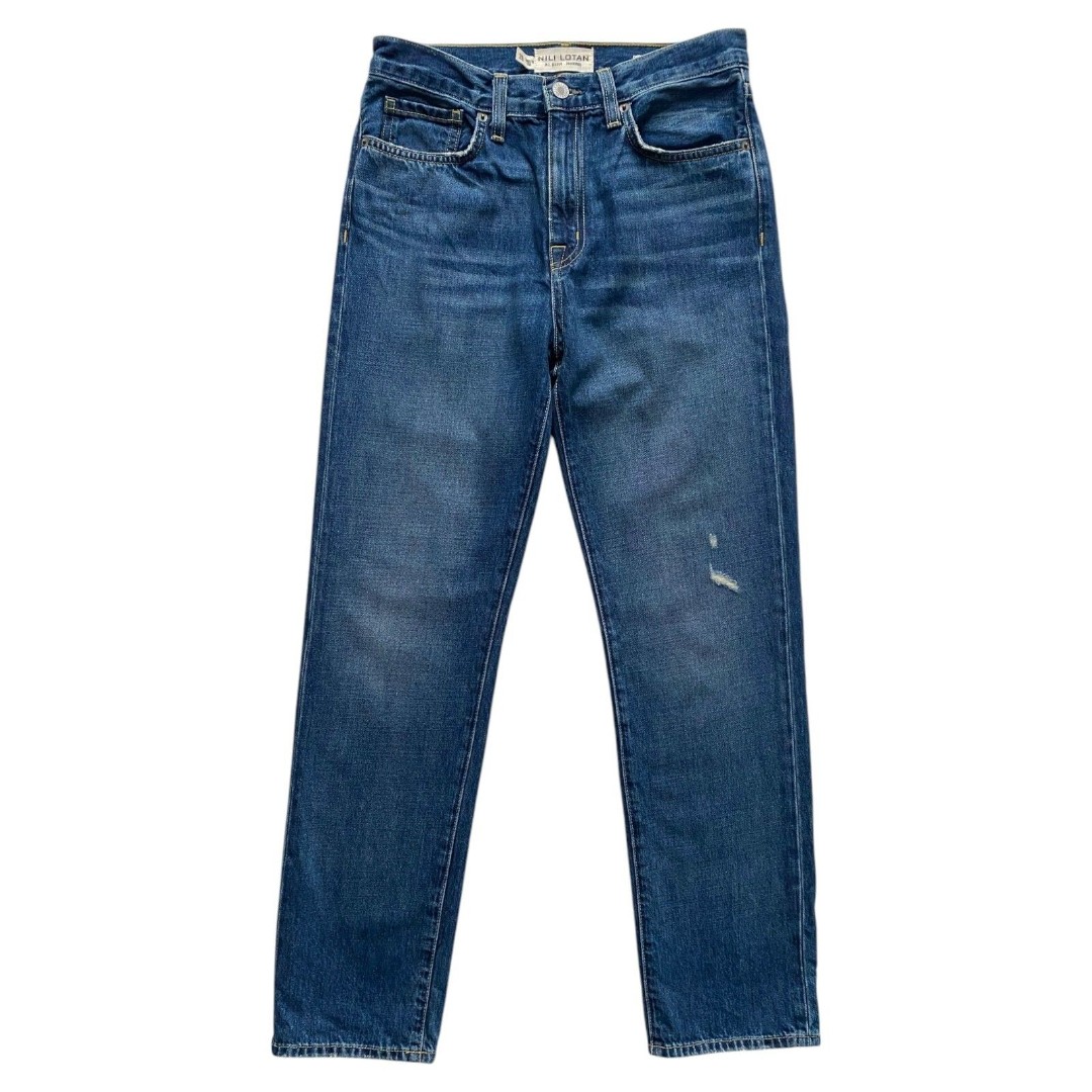 Womens Nili Lotan Straight Leg Jeans Classic Wash Blue Denim Mid-Rise, Size 26