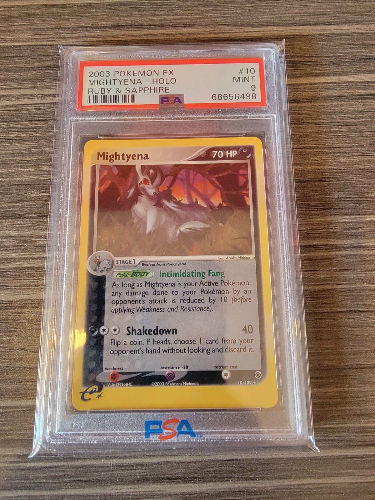 2003 Pokemon EX Ruby and Sapphire Mightyena #10 Holo Rare PSA 9 - new slab!