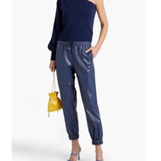 NEW Cami NYC Navy Dalton Vegan Leather Drawstring Jogger Pants Size XXS NWT