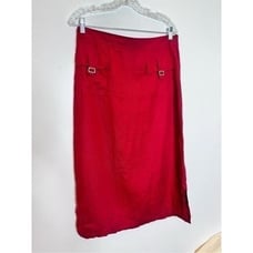 Vintage eagles eye red linen midi skirt sz 12