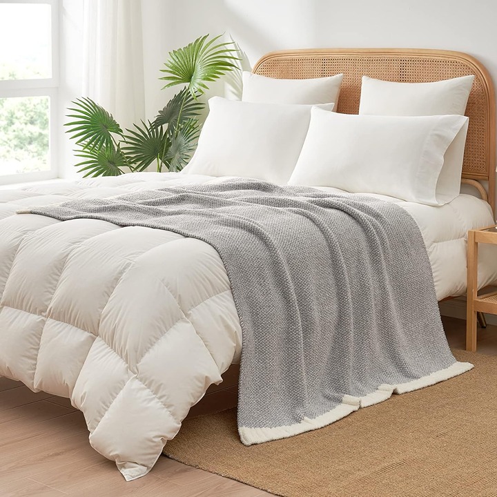 Grey Throw Blanket for Couch Warm Cozy Knit Blanket Fuzzy Plush fa1