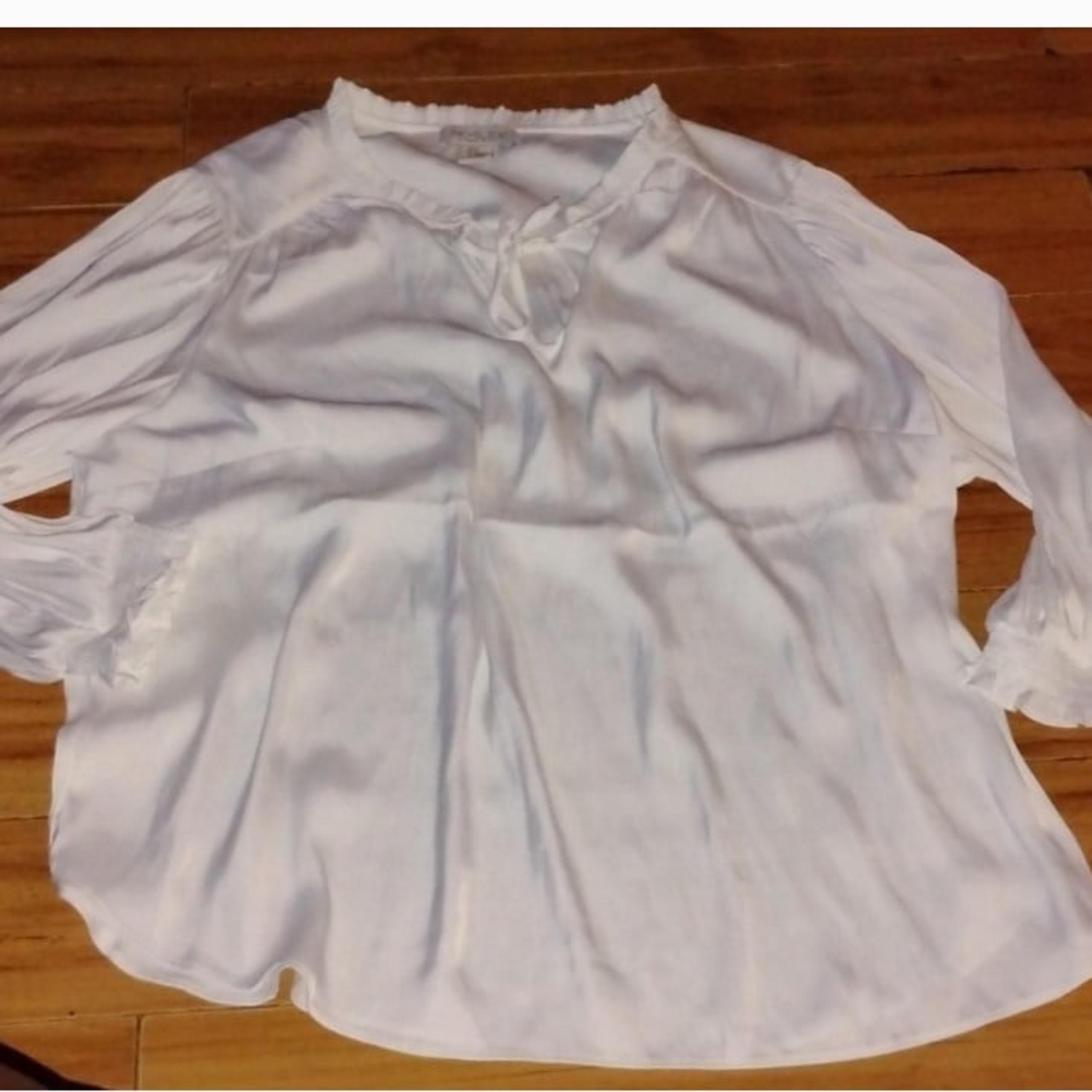 Rachel Zoe New York Los Angeles v-neck Blouse Pleated Elastic Cuff Core  Flowy