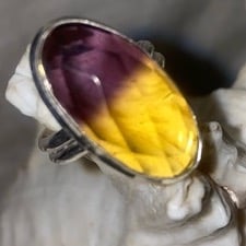 Sale - Exotic Bi-color Tourmaline facet cut statement Ring 5.75 - 6.25