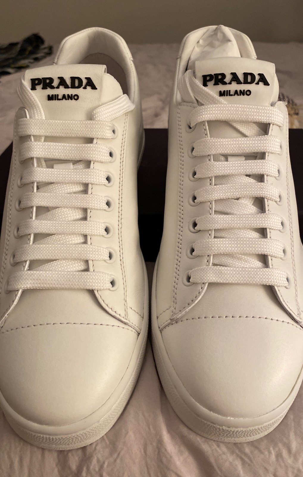 Prada white fashion sneakers for men