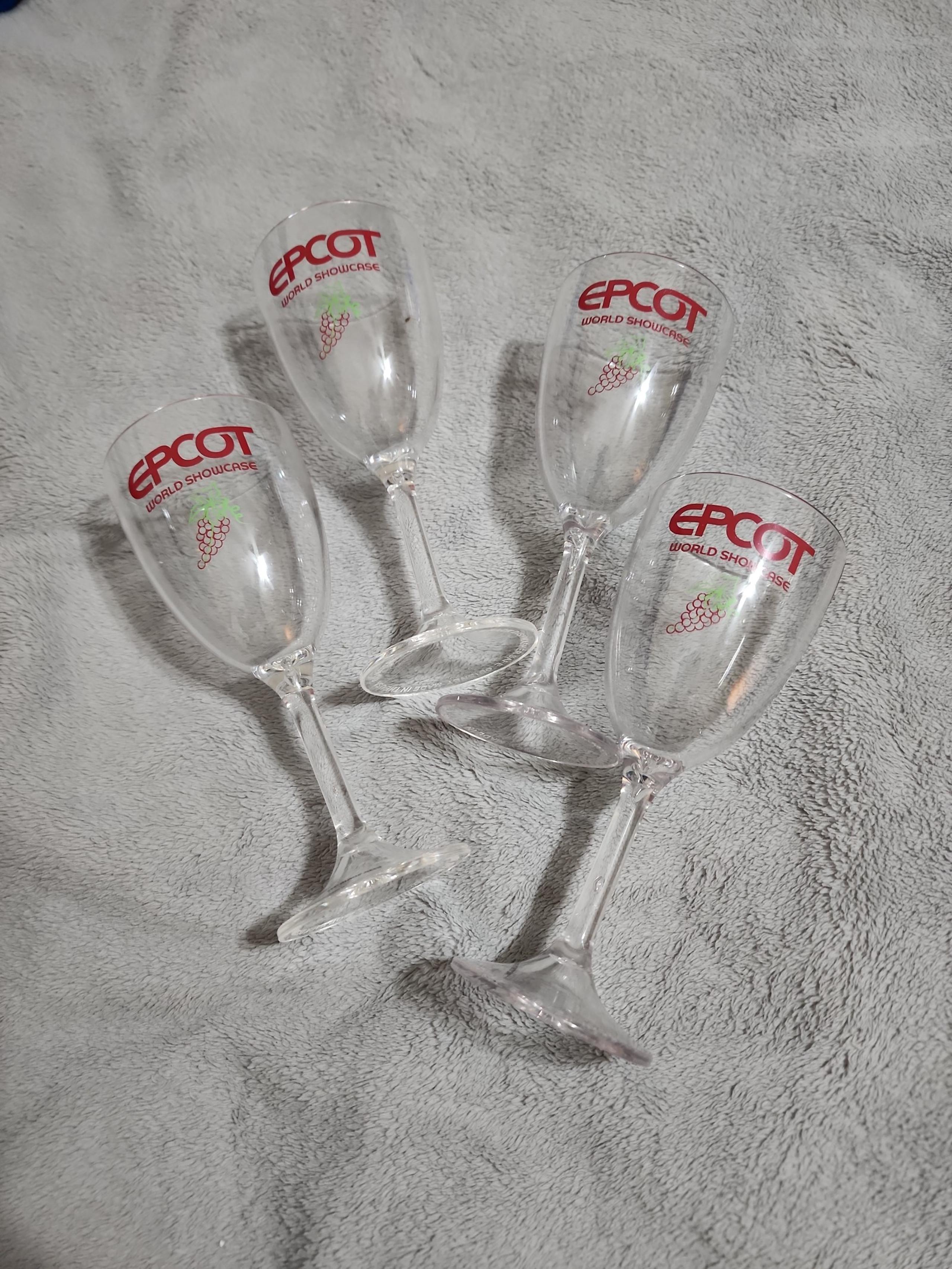 Set of 4 WDW Disney Park EPCOT World Showcase Wine Walk Acrylic Wine Glasses NEW