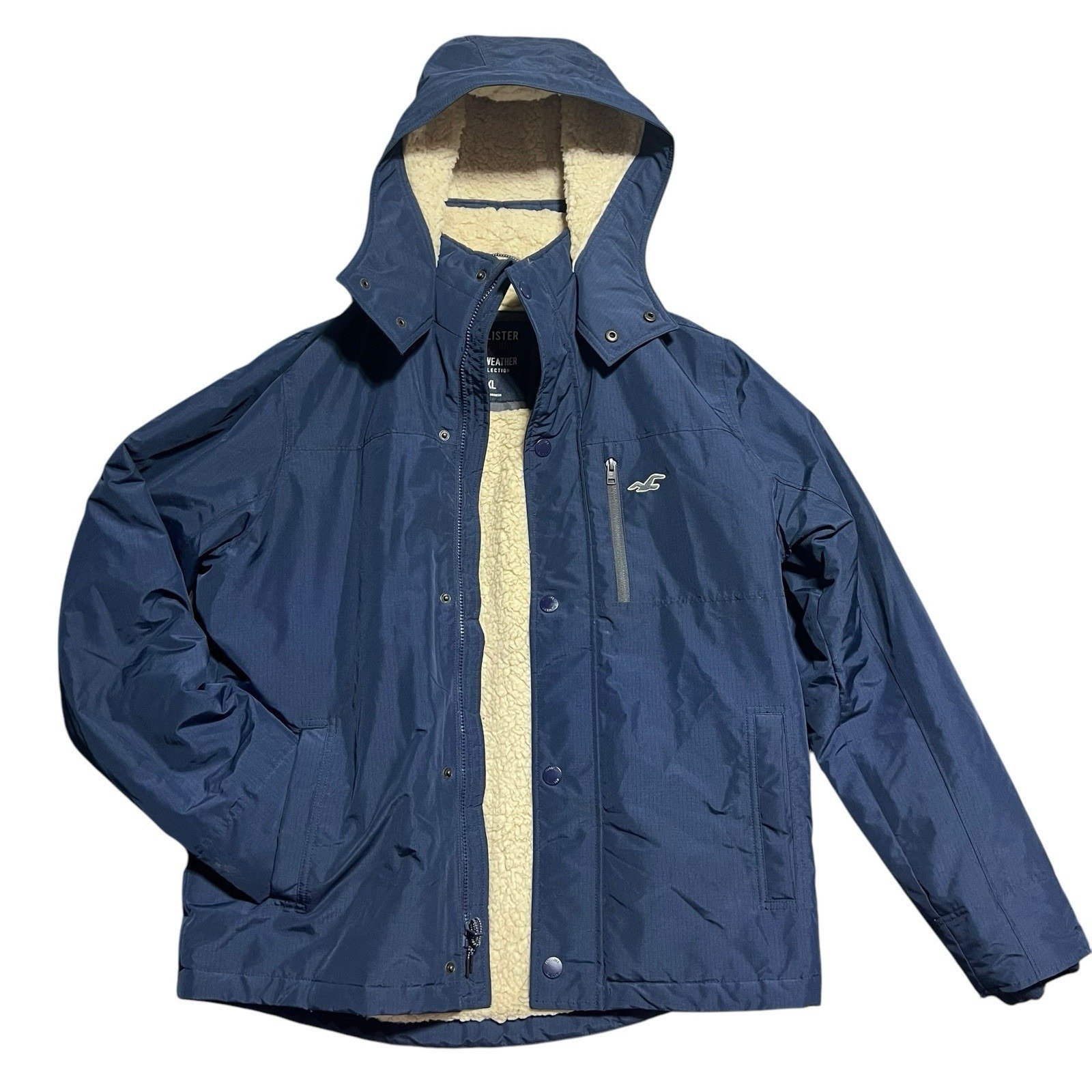 Hollister Y2K California Mens Size XL All Weather Sherpa Lined Hooded Heavy Coat