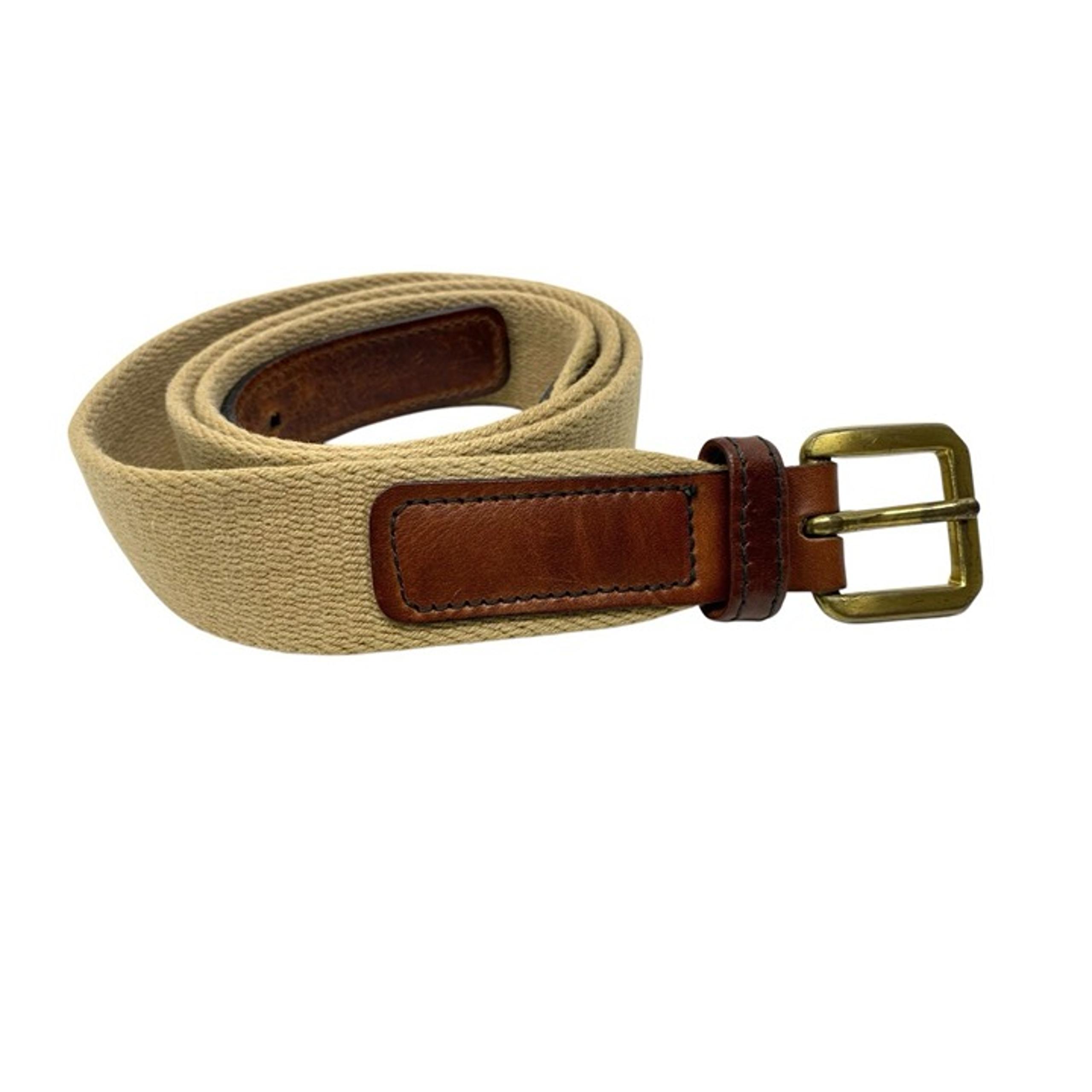 Canterbury Mens Brown Leather Beige Fabric Golf Casual Dad Adjustable Belt 38