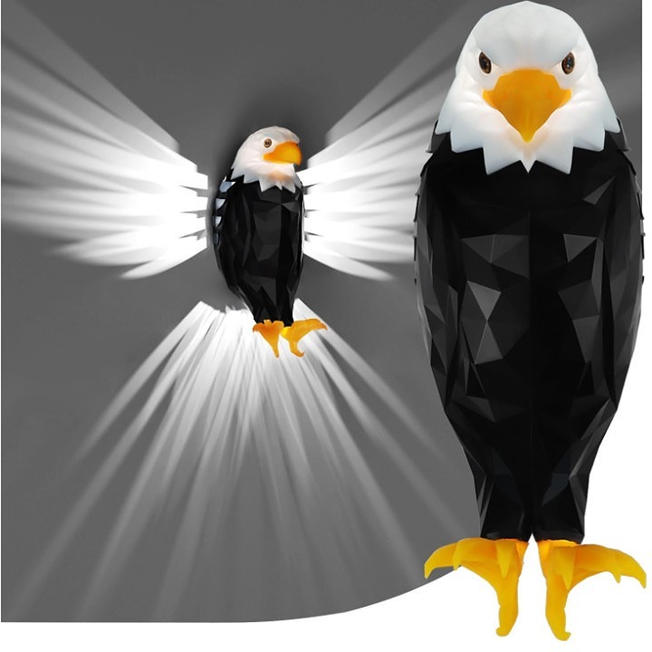American Eagle Wall Night Light with Remote Control, Magnetic Wall Mounted,