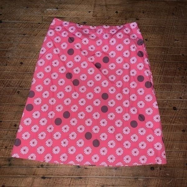 Boden multi island pink & brown A-line 16T royalcore skirt