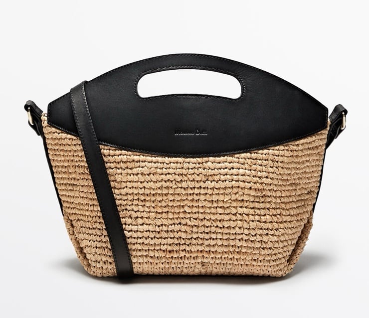 Massimo Tutti Raffia leather crossbody bag purse Summer boho coastal core