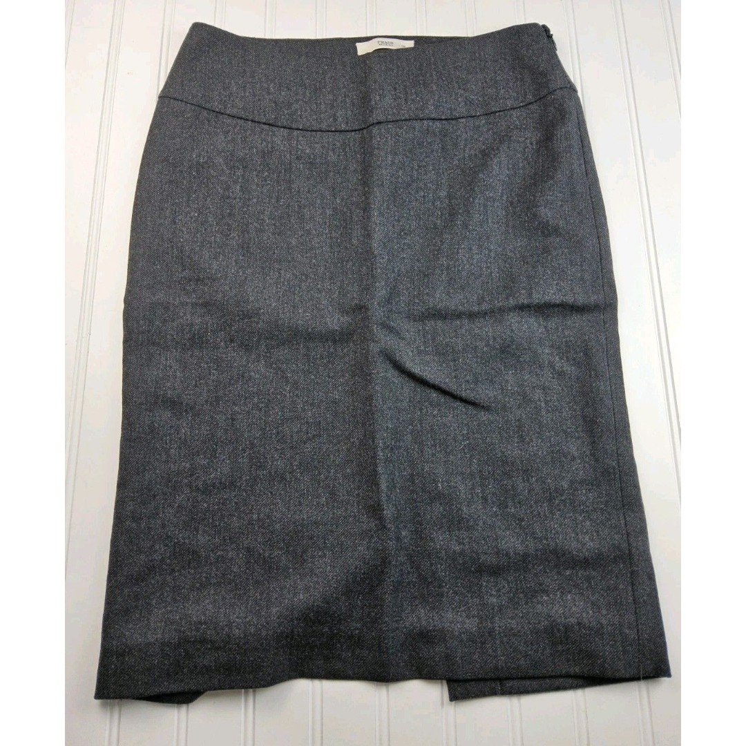 Prada Women's Wool Straight Pencil Skirt Grey Size 38