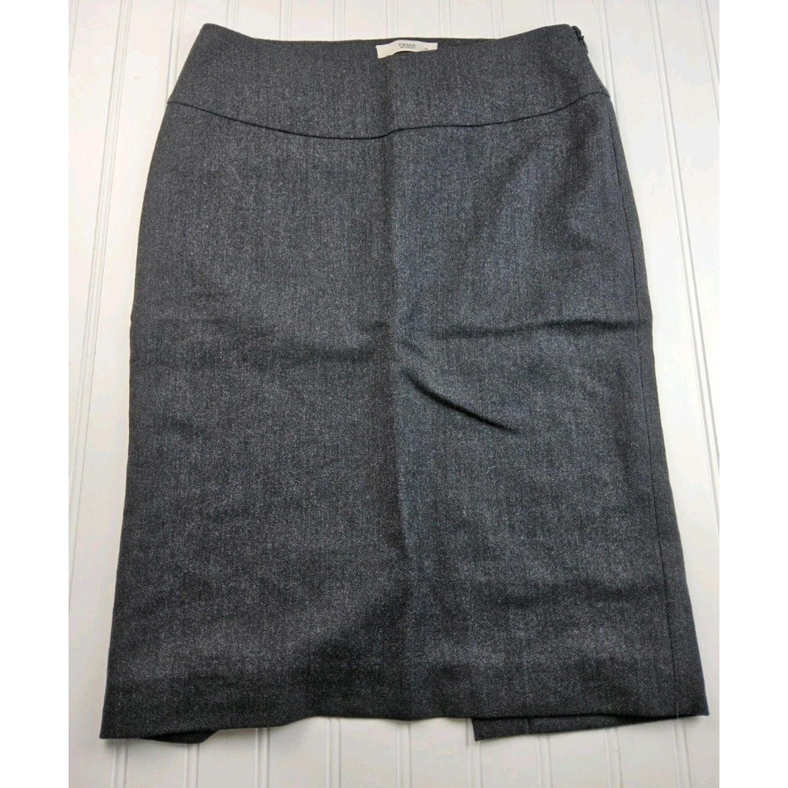 Prada Women's Wool Straight Pencil Skirt Grey Size 38