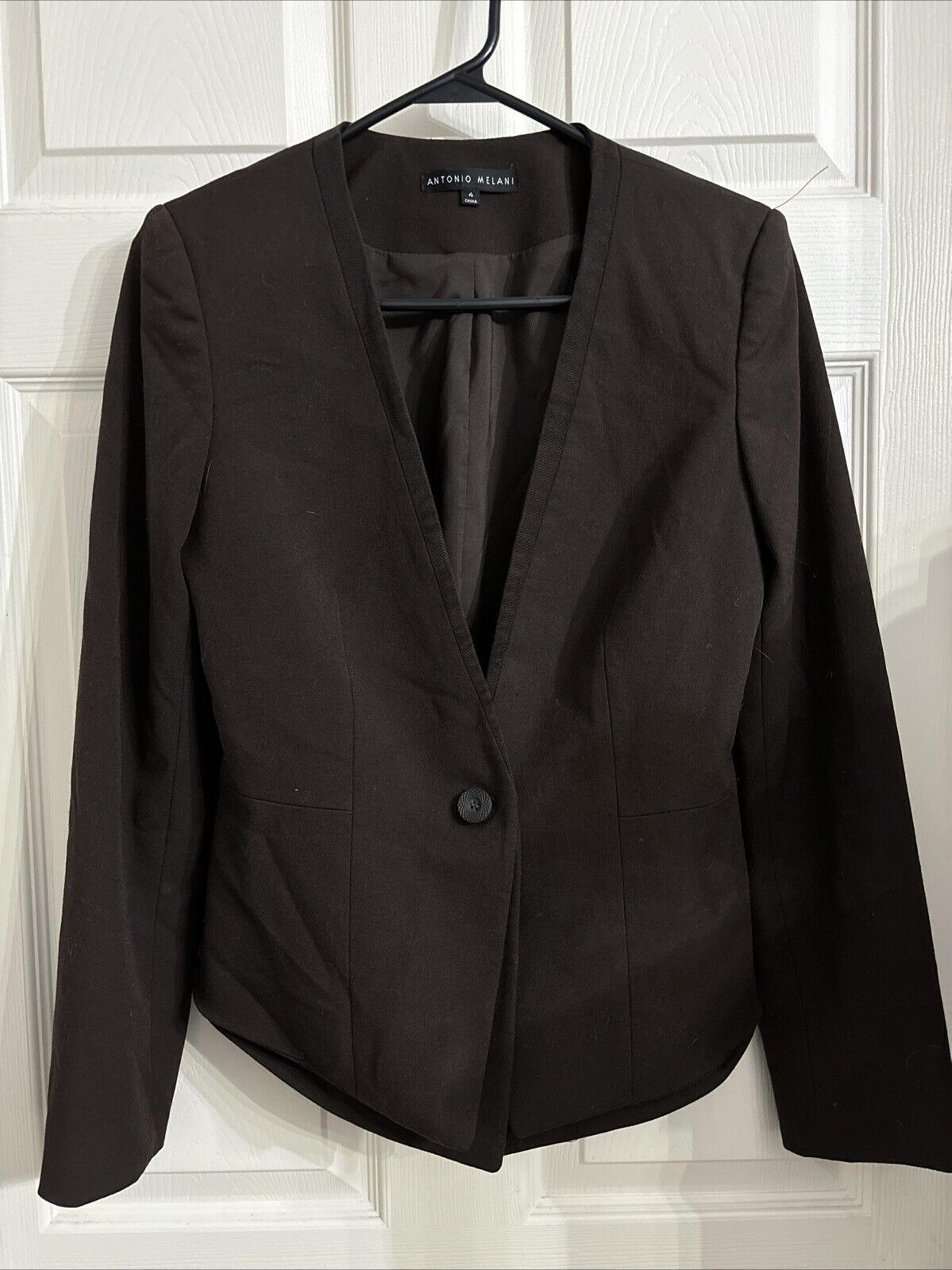 Antonio Melani Blazer Tischa Jacket Women Size 4 Dark Chocolate Brown Business