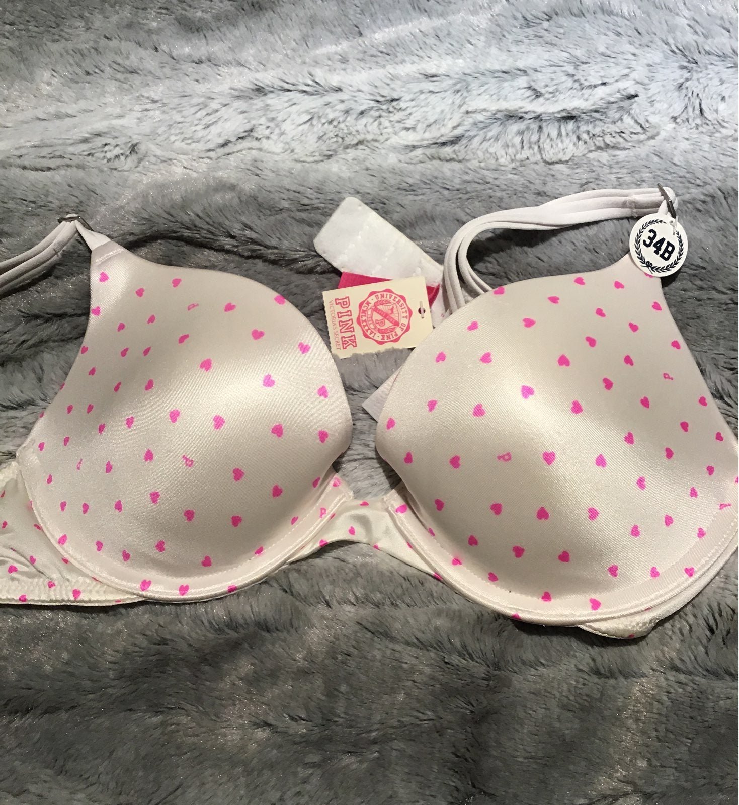 VS PINK 2010 pink heart nylon bra 34b