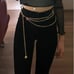 Waist Chain Belt Three Layer Alloy Dangle Tassel Gold Tone Shiny Punk New Gift