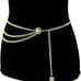 Waist Chain Belt Three Layer Alloy Dangle Tassel Gold Tone Shiny Punk New Gift