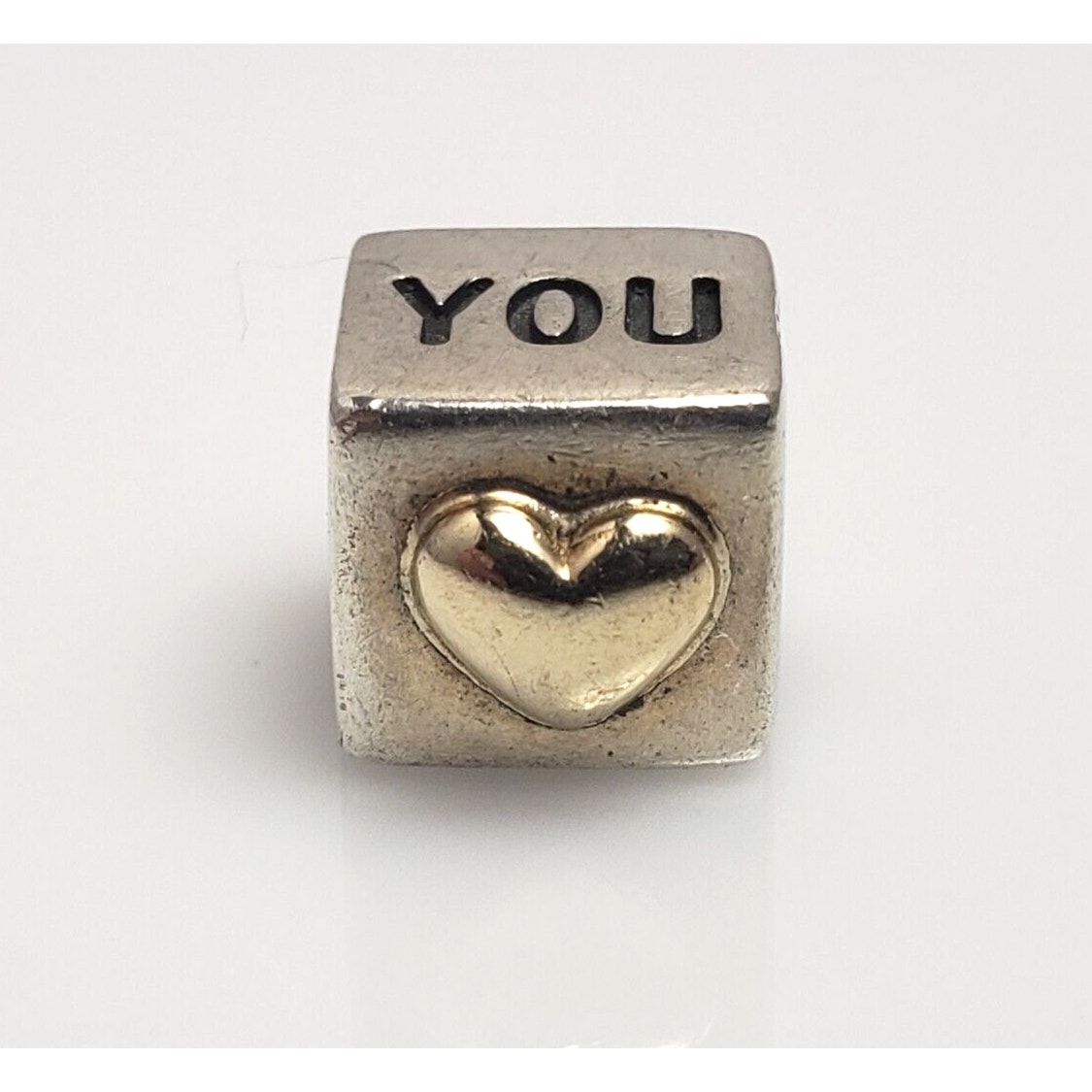 Pandora Genuine Two Toned I Love You Box Charm Bead 790200 Threaded, RETIRED