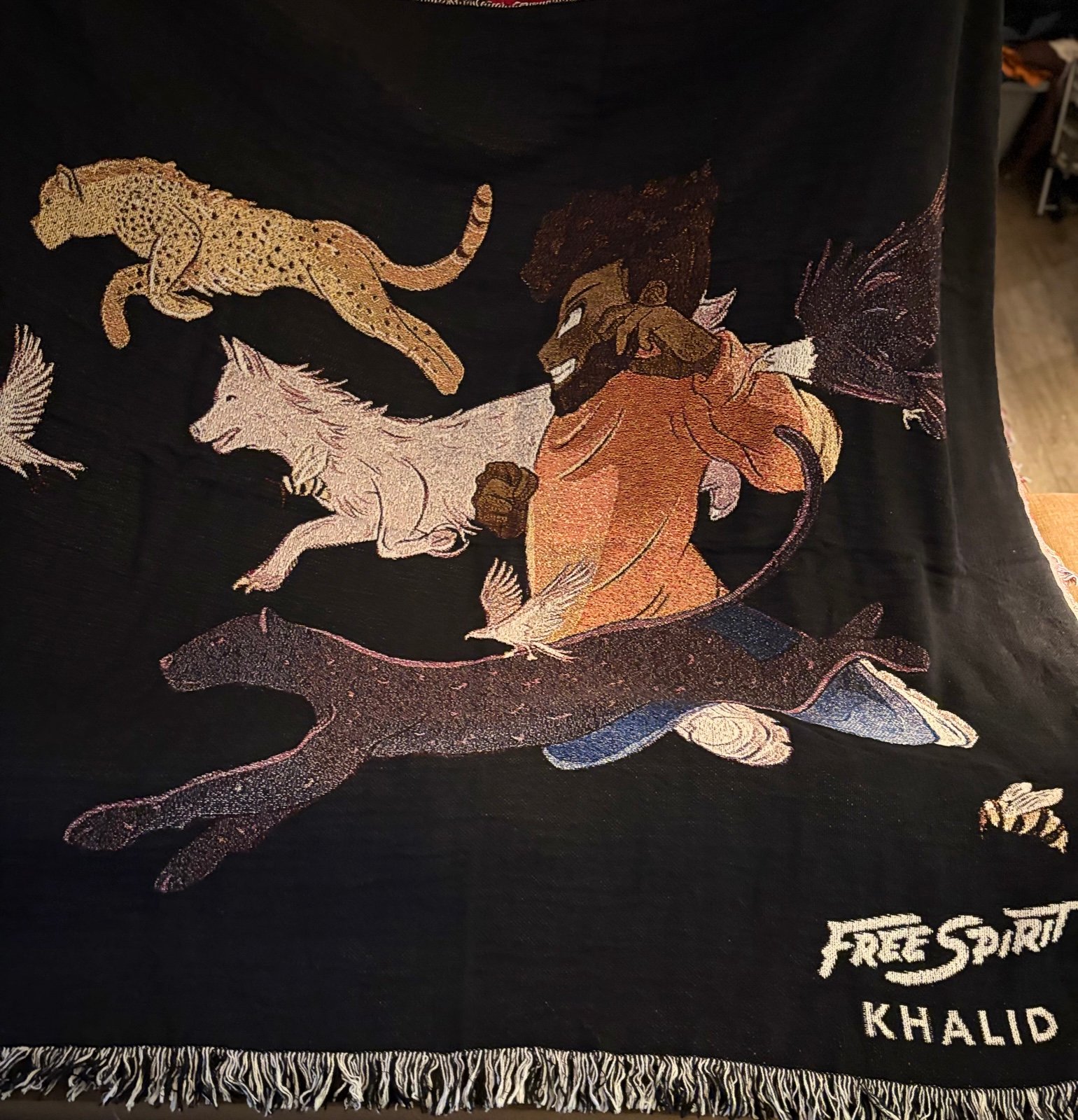 New Free Spirit Khalid Throw Blanket 100% Cotton 59”x52”