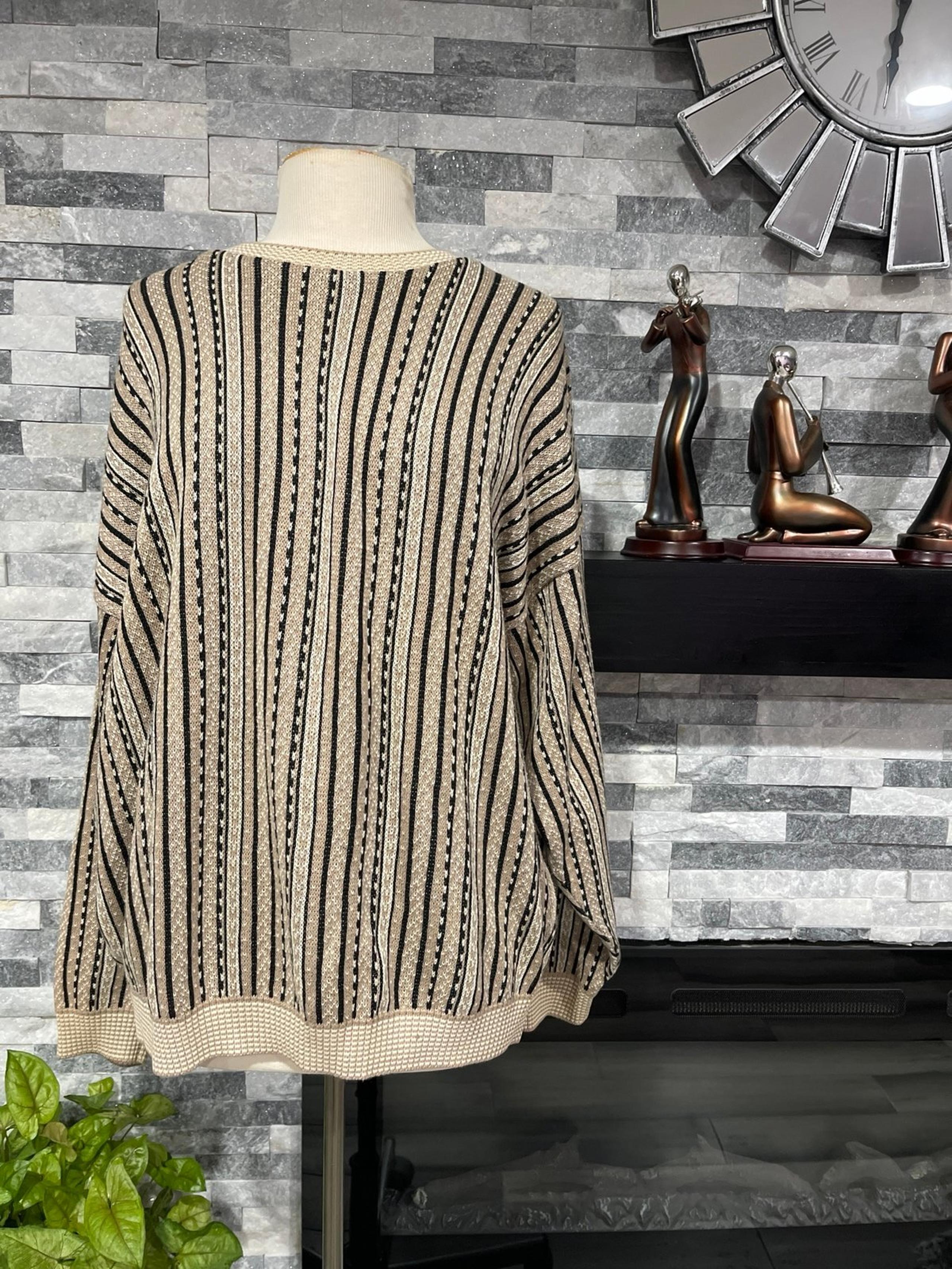Bachrach Vintage 90's Sweater Men's Sz L Brown Mixed Media Crewneck