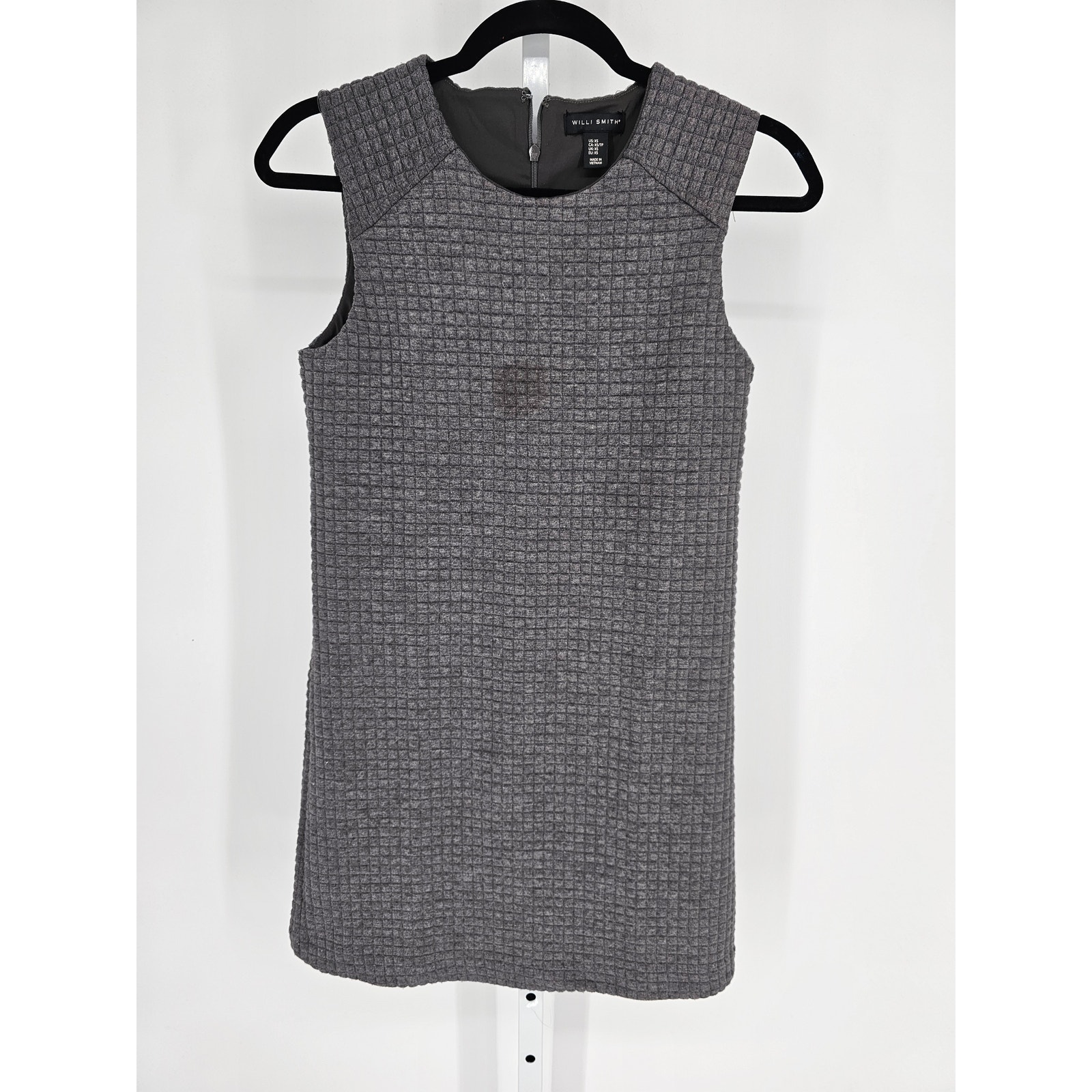 Willi Smith Womens Sz XS Mini Dress Gray Quilted Shift Dress Sleeveless