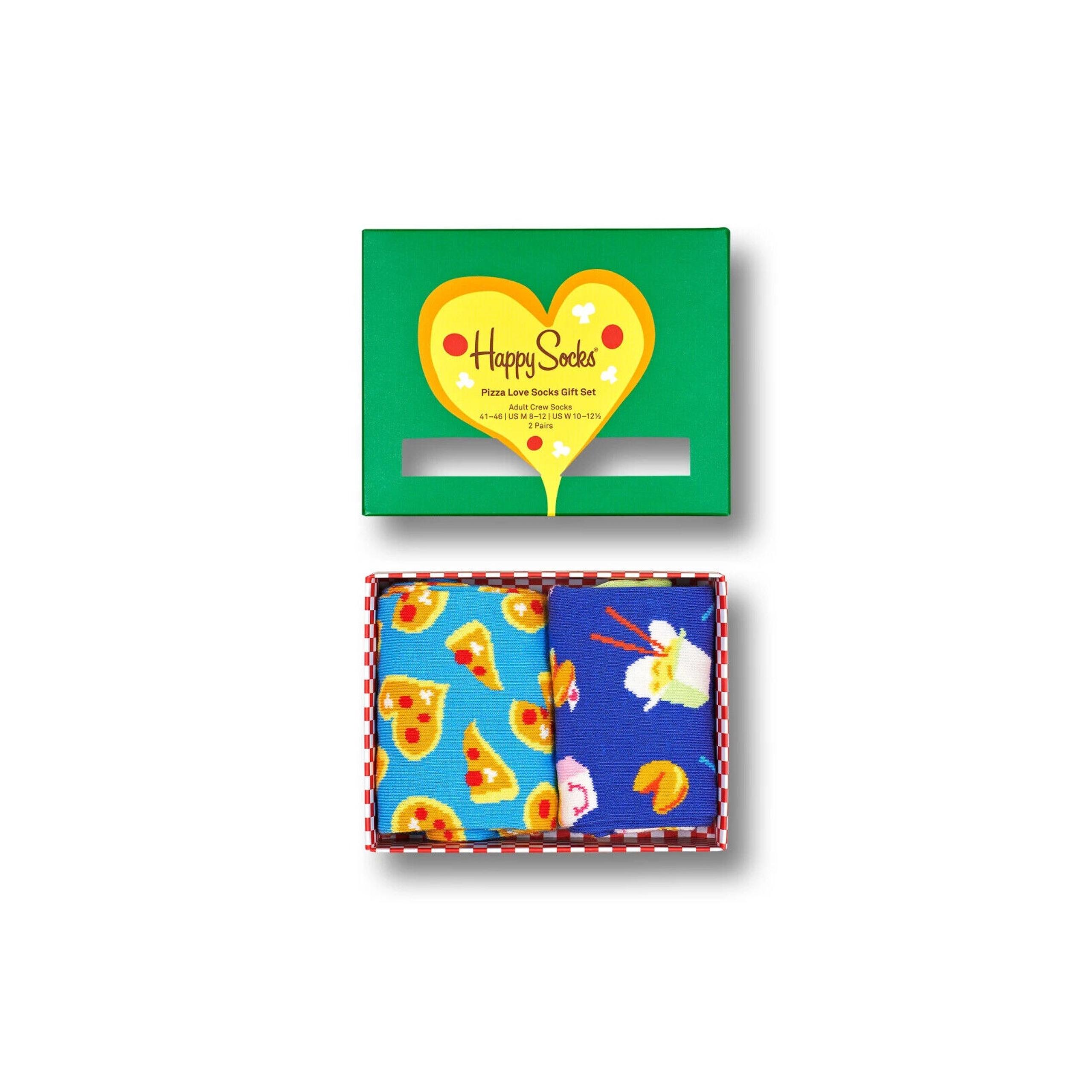 NIB Happy Socks 2pk Pizza Love Socks Gift Set - Womens 5.5-9.5, Mens 4.5-7.5