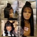 Circular part human hair lace black wig