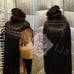 Circular part human hair lace black wig