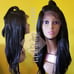 Circular part human hair lace black wig