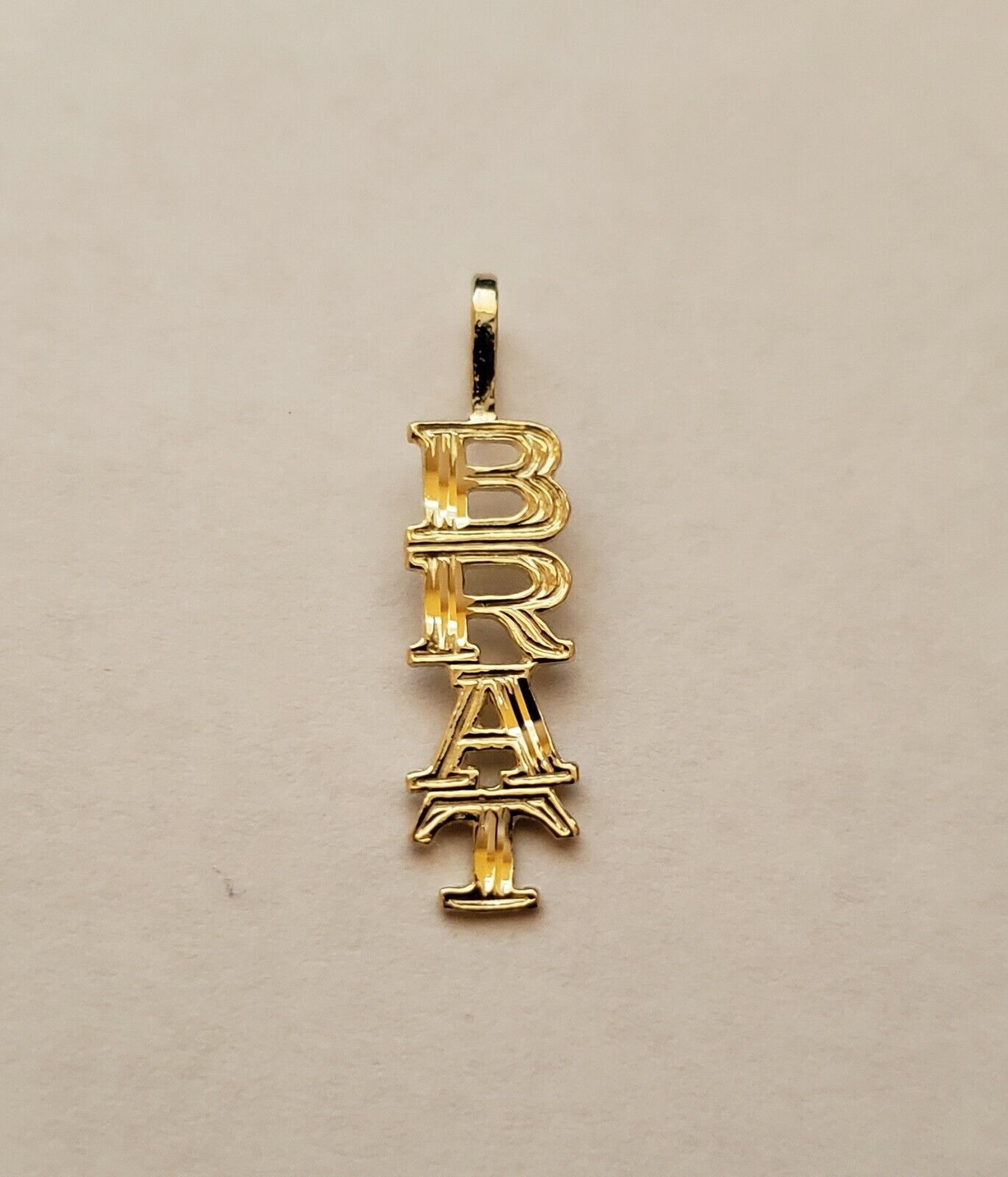 New 14k Yellow Gold Big Brat Charm Pendant