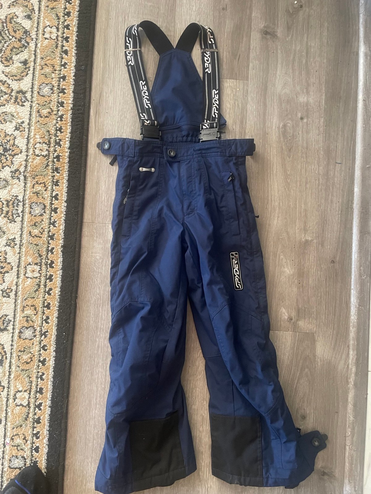Spyder Ski Bibs Snowboard Blue Youth Size 8 Insulated Overalls Adj Straps Worn