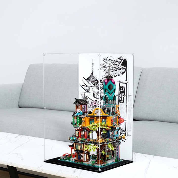 NEW Acrylic Display case for LEGO NINJAGO City Gardens 71741 with Background