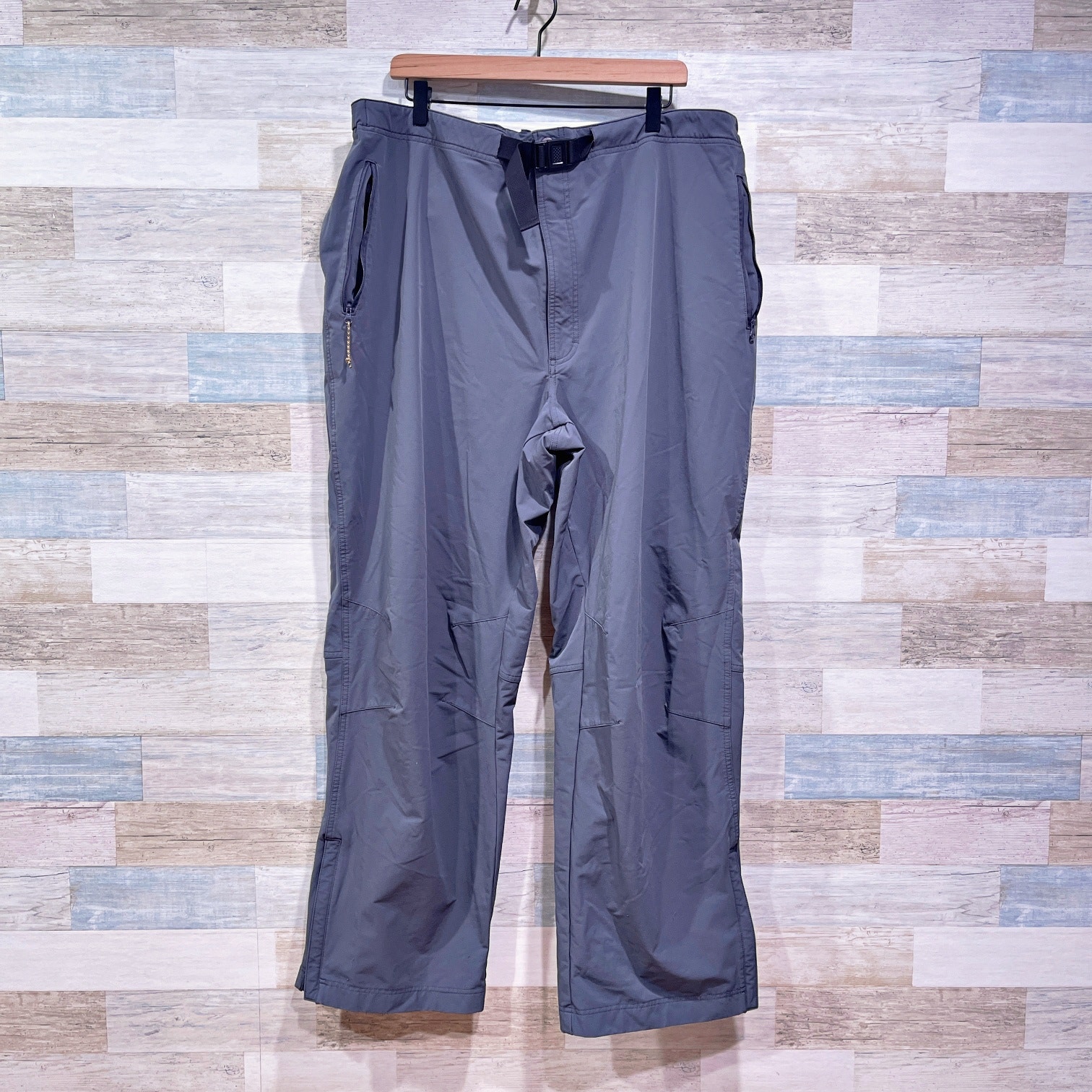 Cabelas Nylon Belted Hiking Pants Black Lightweight Stretch Outdoors Mens 3XL