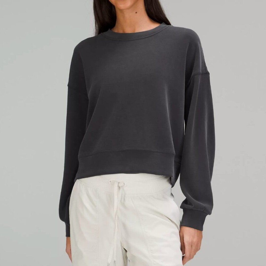 Lululemon Softstreme Sweatshirt perfectly oversized cropped crew Gray (size 6)