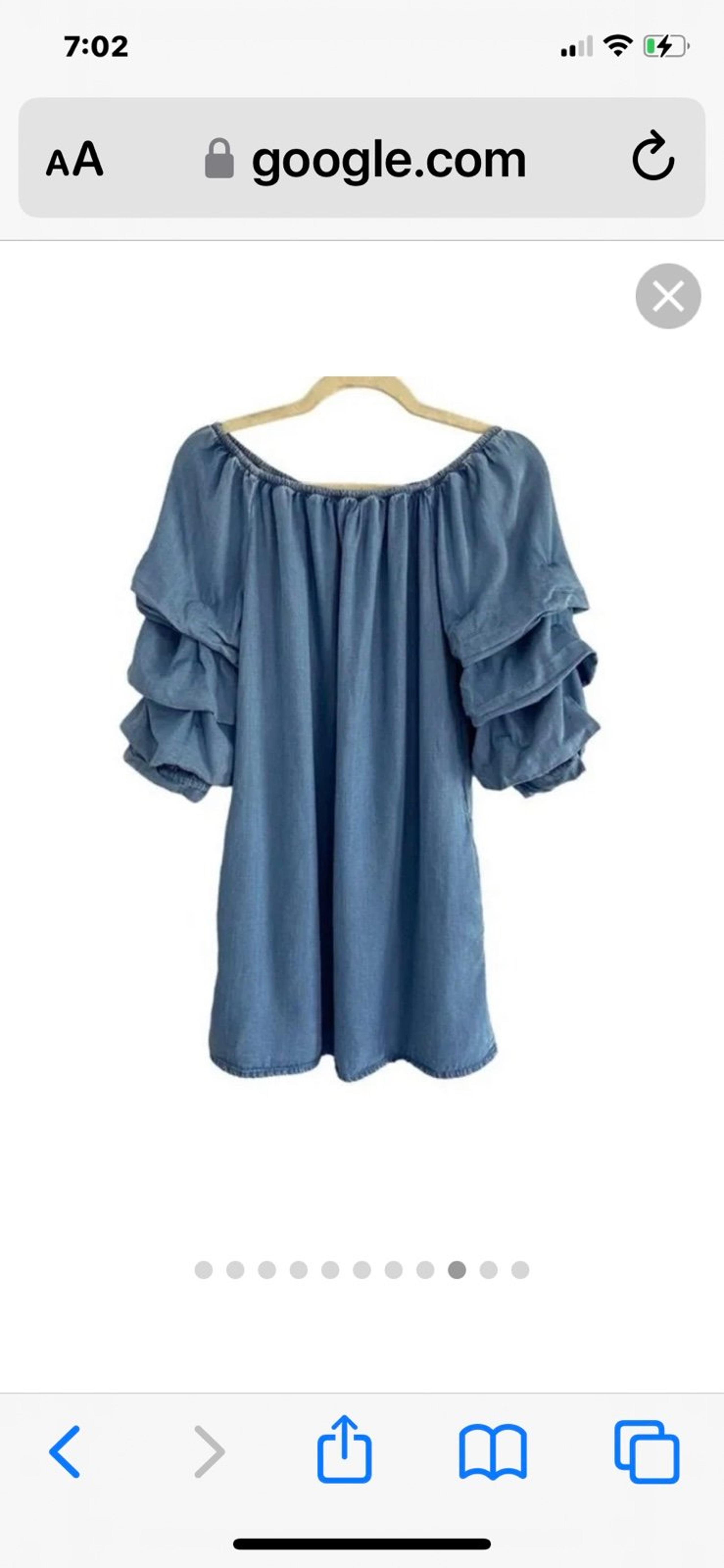 Zara Off The Shoulder Chambray Denim Dress With Tiered Ruffle Sleeves Pockets XS